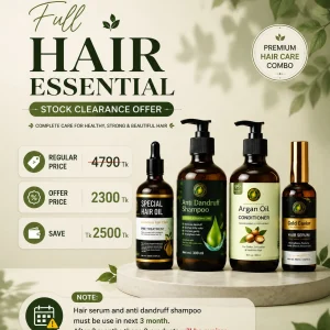 Hair oil+ anti dandruff shampoo +argan oil conditioner + gold caviar hair serum